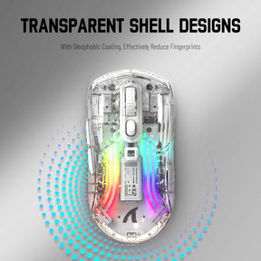 ATTACK SHARK X2 Wireless Transparent Gaming Mouse, Tri-Mode(2.4Ghz, Bluetooth 5.0, USB C Wired), PixArt 3212-RGB Backlit-2400DPI