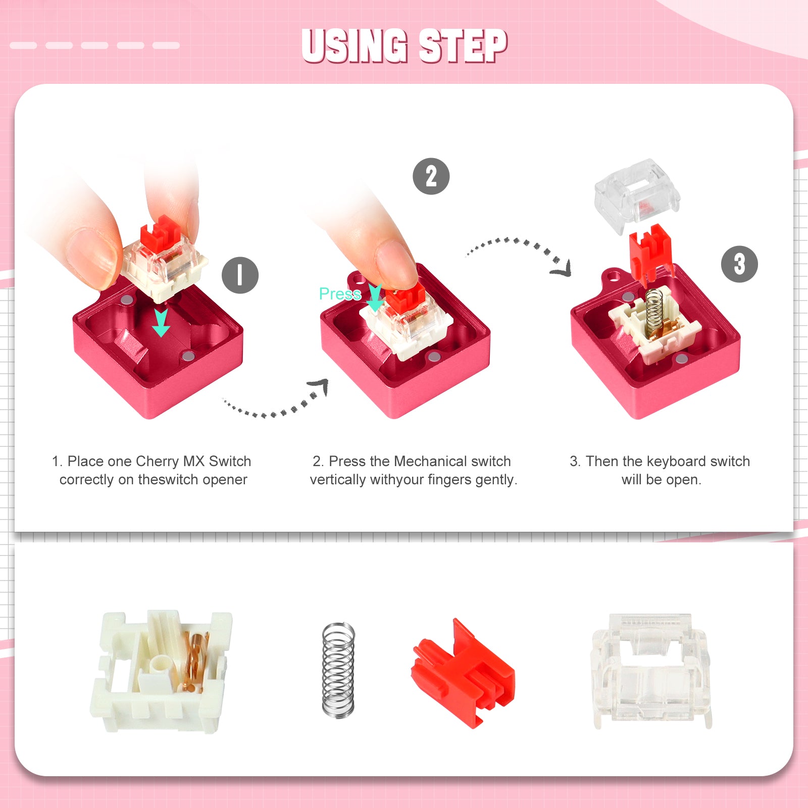 Switch Opener Kit with Switch Puller, Aluminum Mechanical Keyboard Switch Opener for Cherry MX Gateron Kailh Box Outemu Akko Panda Switch