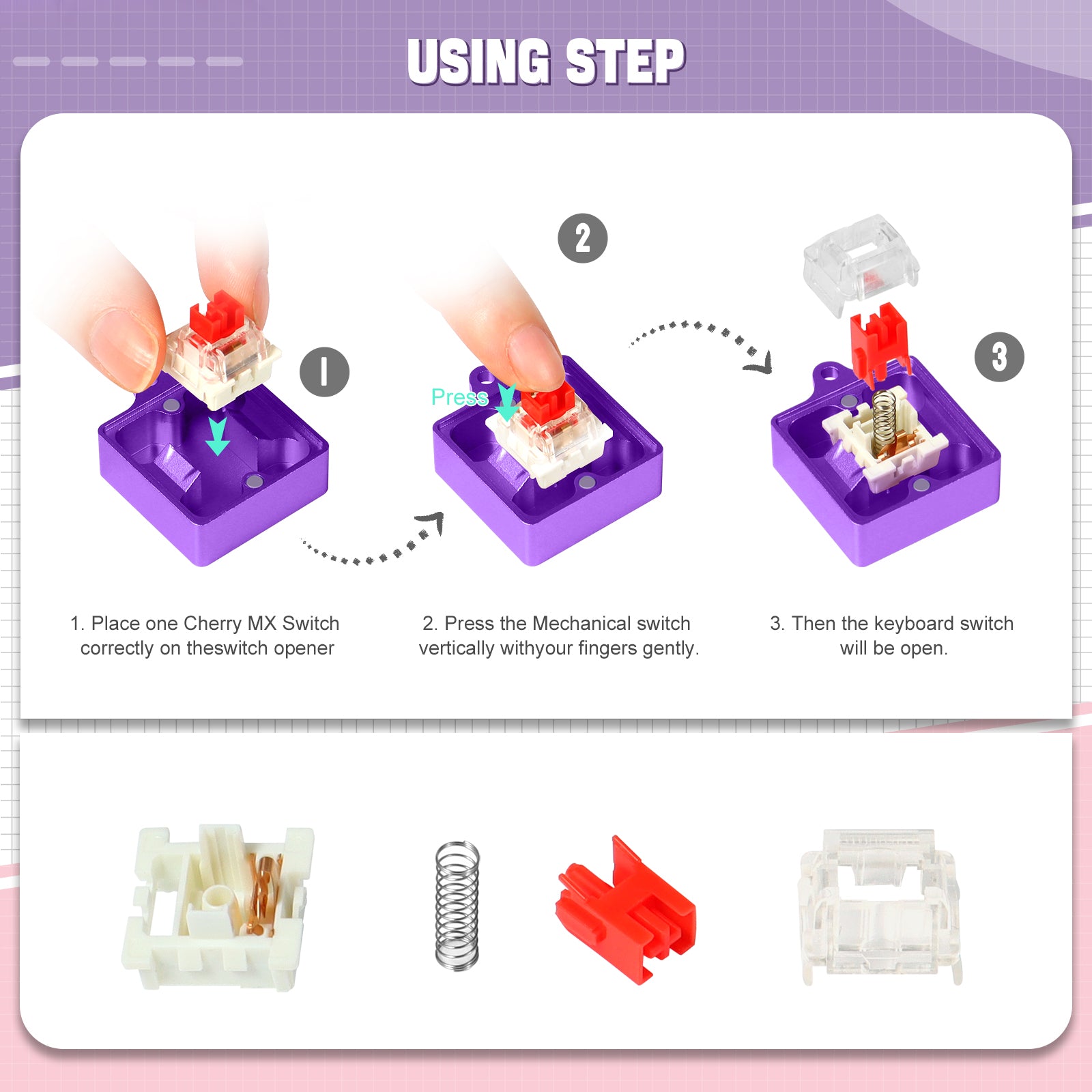 Switch Opener Kit with Switch Puller, Aluminum Mechanical Keyboard Switch Opener for Cherry MX Gateron Kailh Box Outemu Akko Panda Switch