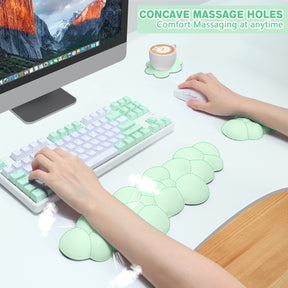 MAMBASNAKE Cloud Keyboard Mouse Wrist Rest with Coaster Set,Ergonomic Palm Rest Combo for for Comfortable Typing/Gaming -3 in 1 Set