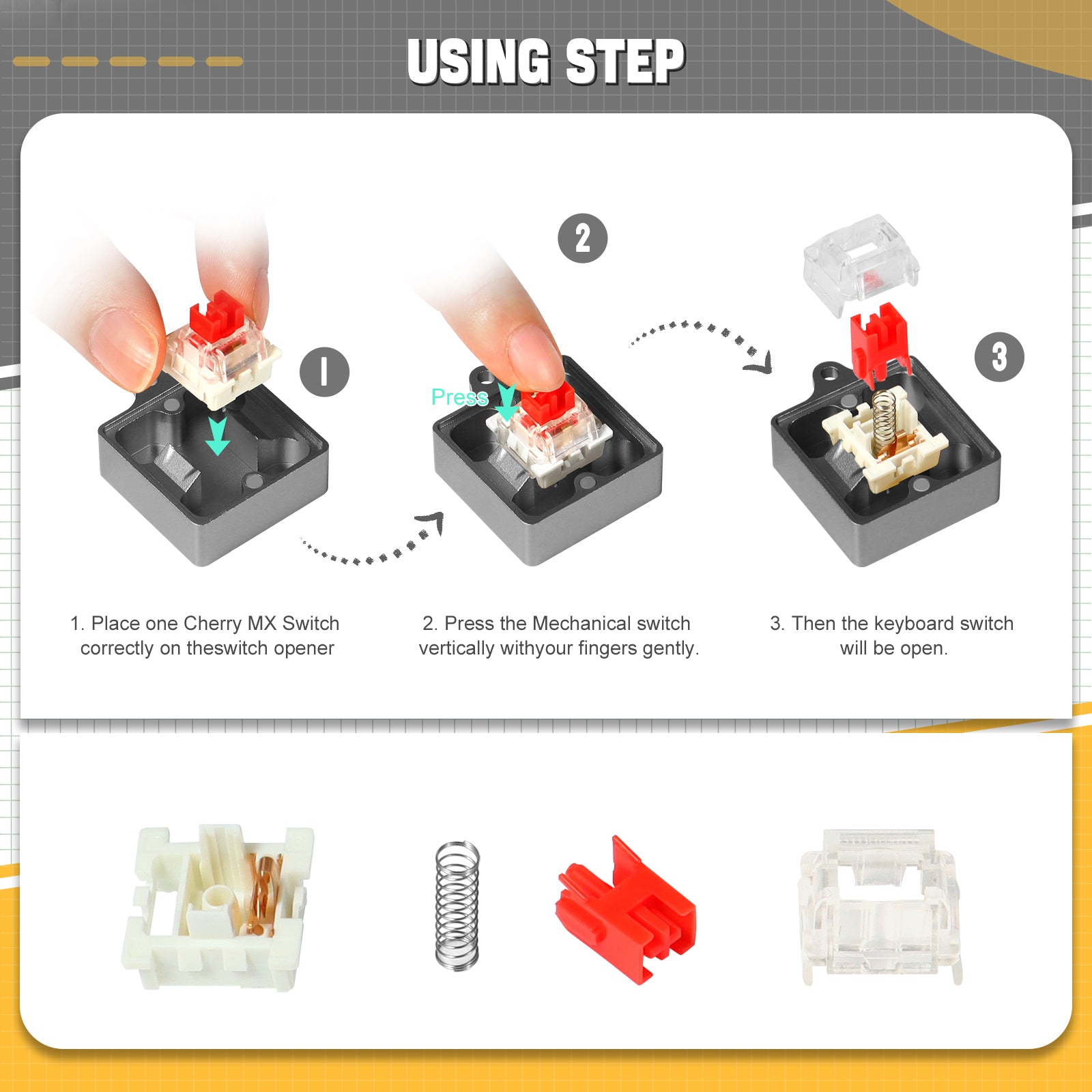 Switch Opener Kit with Switch Puller, Aluminum Mechanical Keyboard Switch Opener for Cherry MX Gateron Kailh Box Outemu Akko Panda Switch