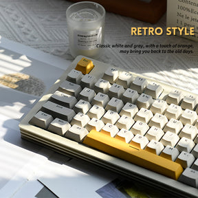 AJAZZ AKC087 Mechanical Keyboard, Tri-mode Connection, BT5.0 Wireless Keyboard, Multi-layer Metal Base, Compact 87 Keys Layout, TKL, Retro Tricolor, Hotswappable Rechargeable RGB Keyboard, for Win/Mac