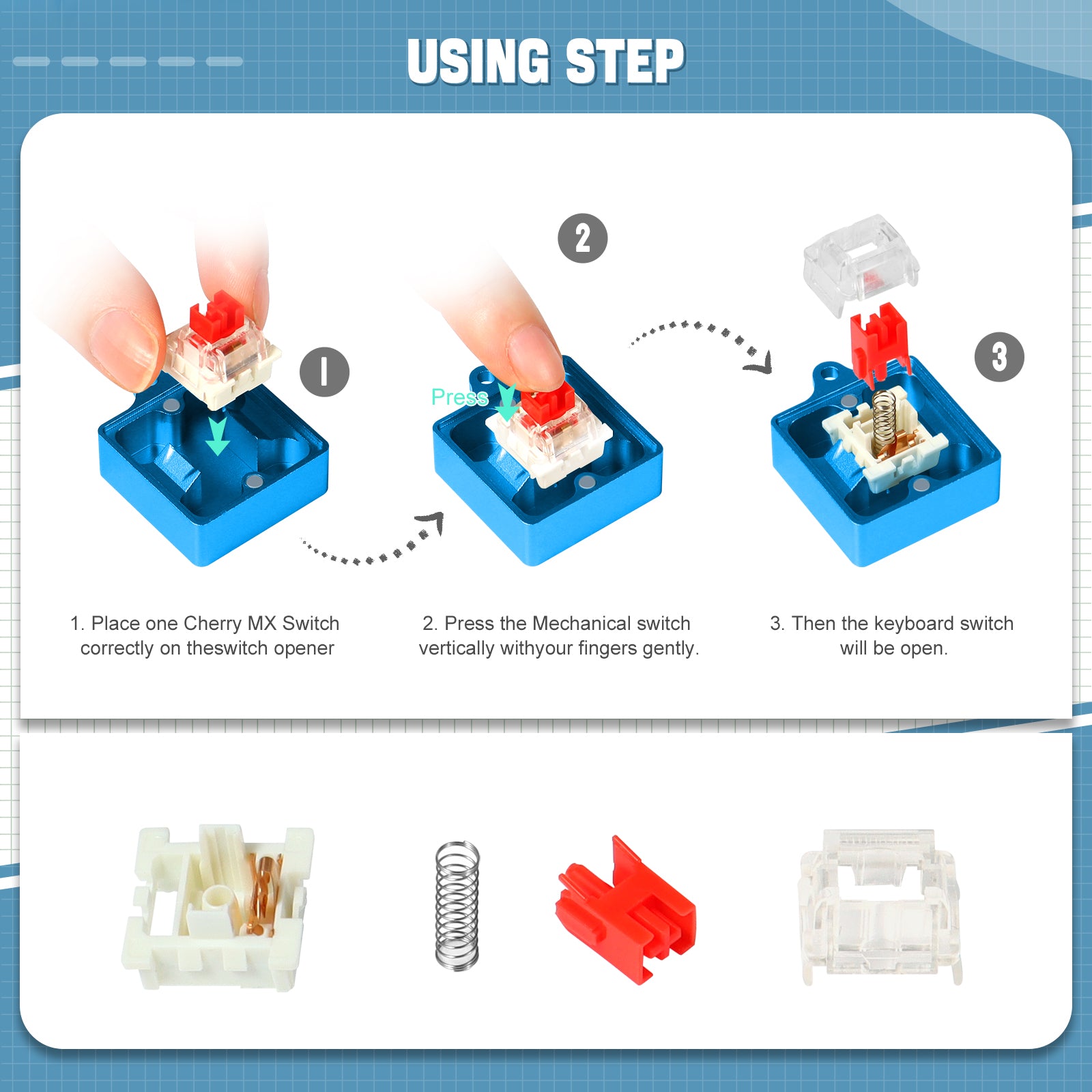 Switch Opener Kit with Switch Puller, Aluminum Mechanical Keyboard Switch Opener for Cherry MX Gateron Kailh Box Outemu Akko Panda Switch