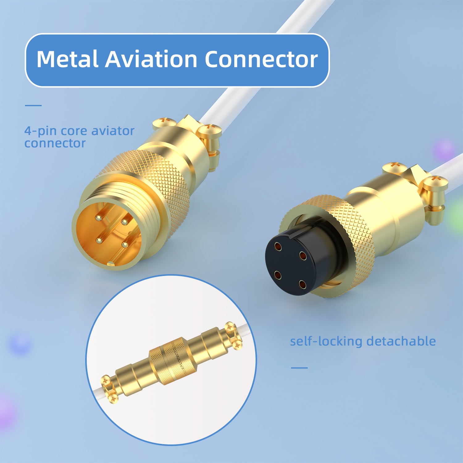 MAMBASNAKE Coiled Gaming Keyboard Cable, Pro Custom USB-C Cable for Mechanical Keyboard, TPU Spring Type-C Cable with Metal Aviation Connector