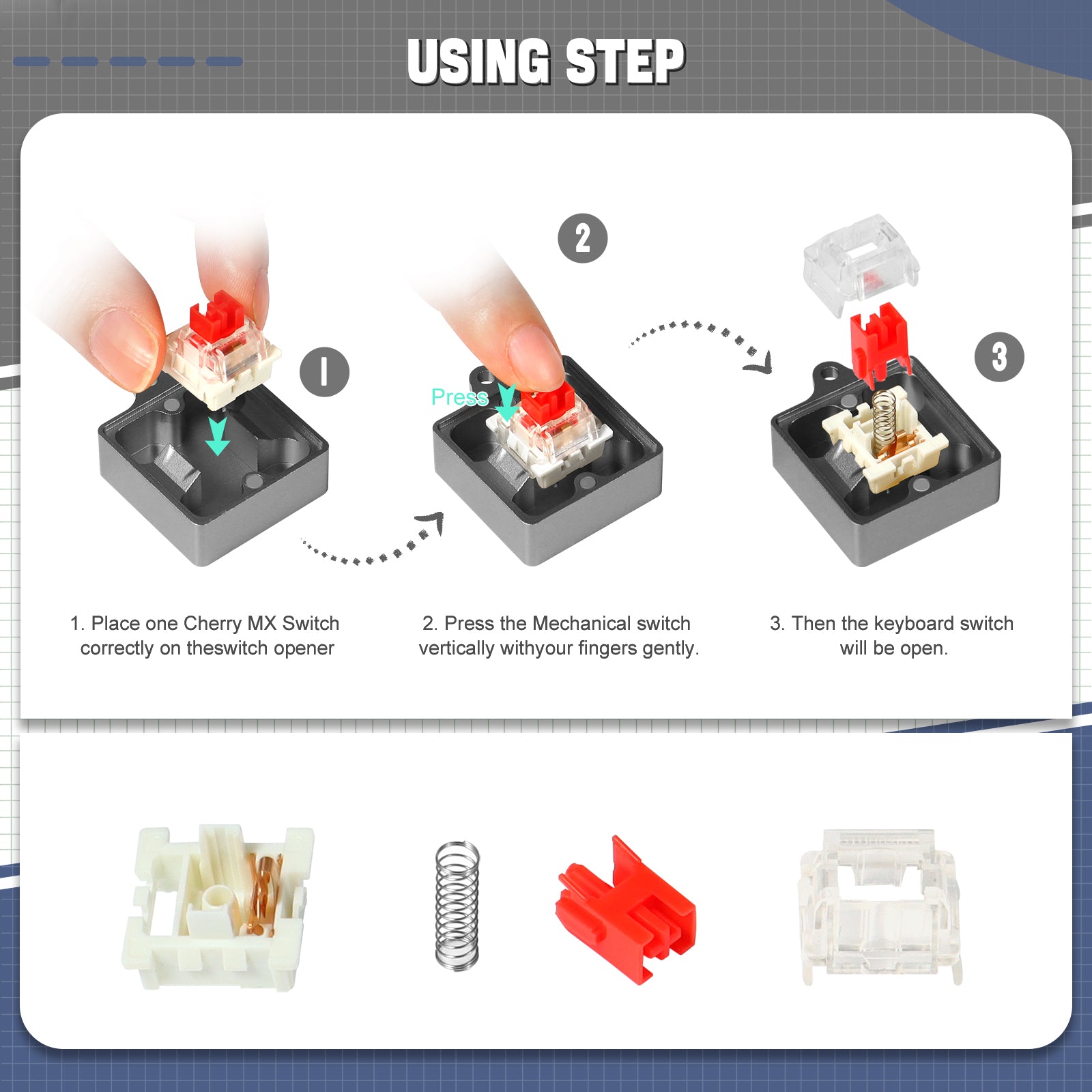 Switch Opener Kit with Switch Puller, Aluminum Mechanical Keyboard Switch Opener for Cherry MX Gateron Kailh Box Outemu Akko Panda Switch