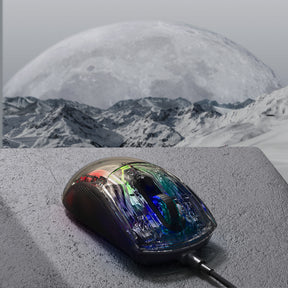 HXSJ X400 Transparent Mouse, Ultralight Wired Gaming Mouse, 13 RGB Backlit Mice, 6 Adjustable DPI 12800 Marco Program Mice, USB Optical Mice for Win10/Xbox/PS4/PS5/Mac/HP/Acer