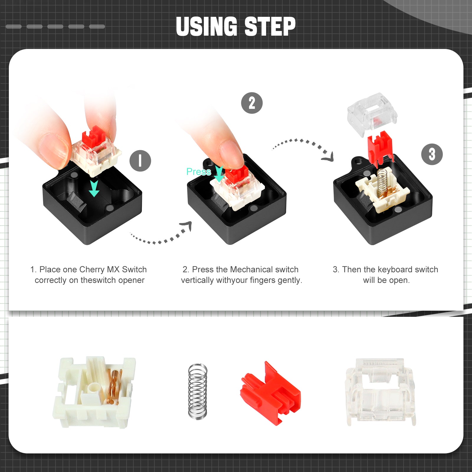 Switch Opener Kit with Switch Puller, Aluminum Mechanical Keyboard Switch Opener for Cherry MX Gateron Kailh Box Outemu Akko Panda Switch