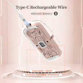 HXSJ Wireless Mouse, Slim Dual Mode Bluetooth 5.1/2.4G, Silent Rechargeable Transparent Mouse 2400 DPI, Battery Level Visible