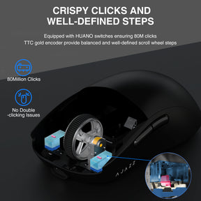 AJAZZ AJ199 Wireless Gaming Mouse,Ultra-Lightweight(59g),Optical Sensor Pixart PAW3395,26000 DPI,2.4Ghz,USB C Wired,Programmable