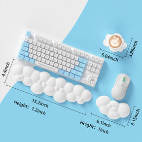 MAMBASNAKE Cloud Keyboard Mouse Wrist Rest with Coaster Set,Ergonomic Palm Rest Combo for for Comfortable Typing/Gaming -3 in 1 Set