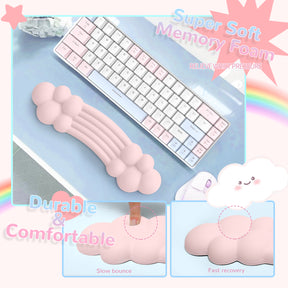 MAMBASNAKE Keyboard Cloud Wrist Rest, Memory Foam, Non-Slip Base for Typing Pain Relief, Ergonomic Wrist Support for Home Office