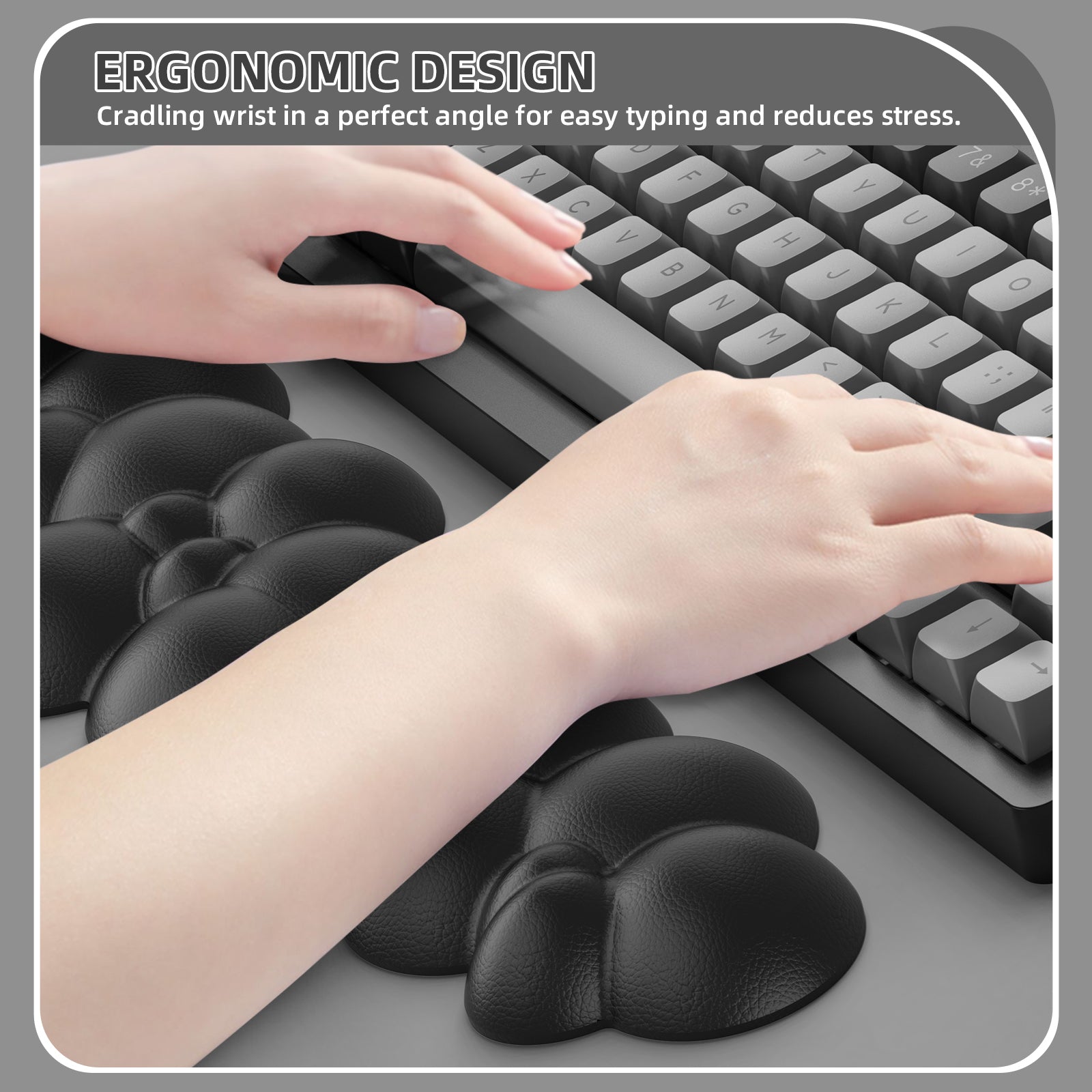 MAMBASNAKE Keyboard Cloud Wrist Rest, Memory Foam, Non-Slip Base for Typing Pain Relief, Ergonomic Wrist Support for Home Office