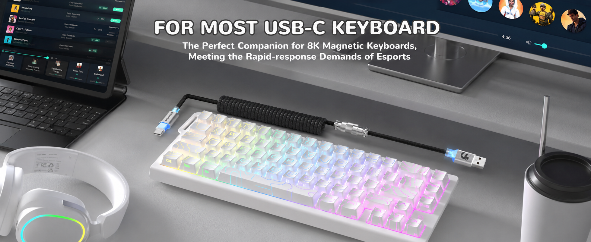 MAMBASNAKE C01ULTIMATE 8K RGB Coiled Keyboard Cable