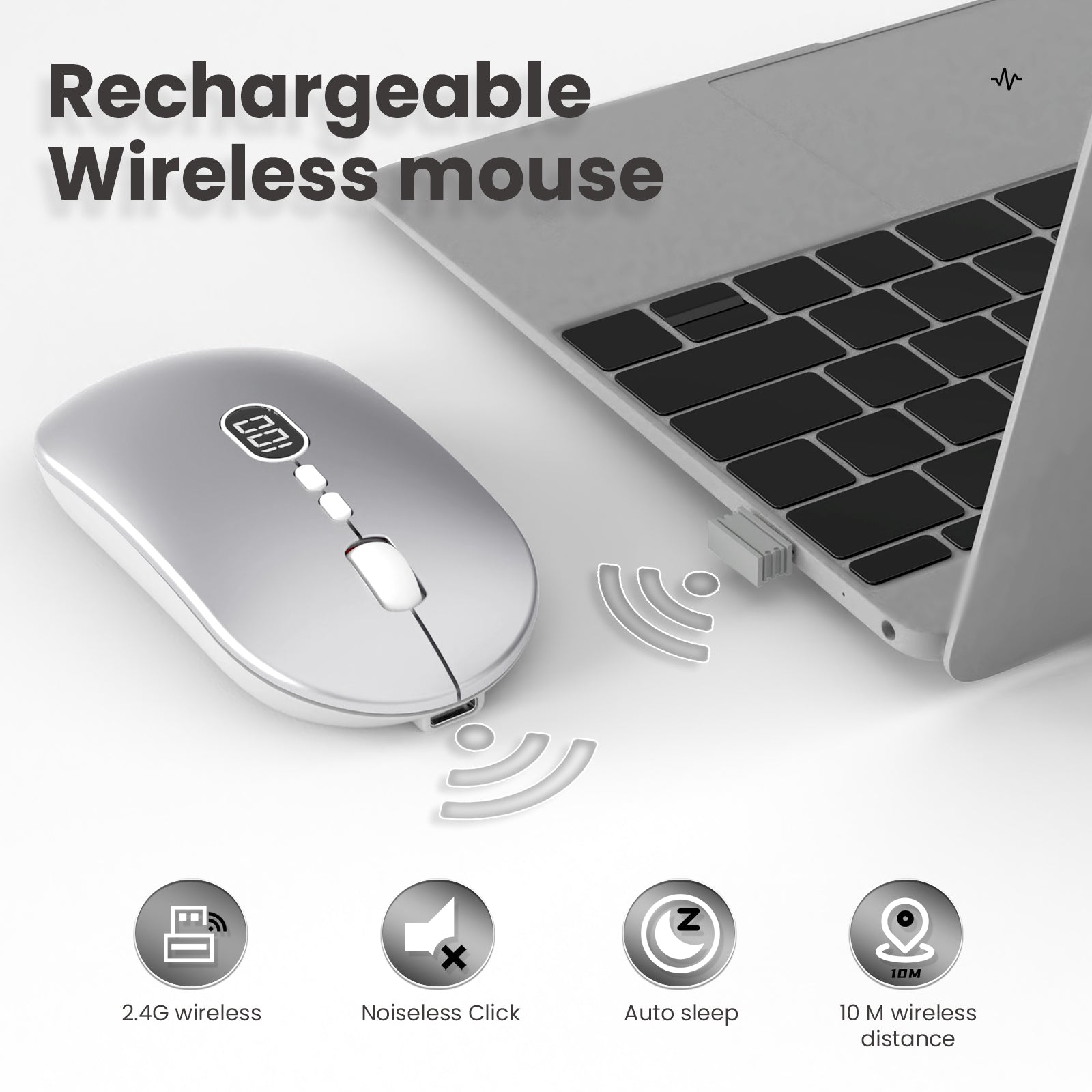 ZIYOU LANG X1 Wireless Lightweight Mouse with Battery Display Screen 2.4G Cordless Slim Mice for Laptop Silent Click Computer Mouse