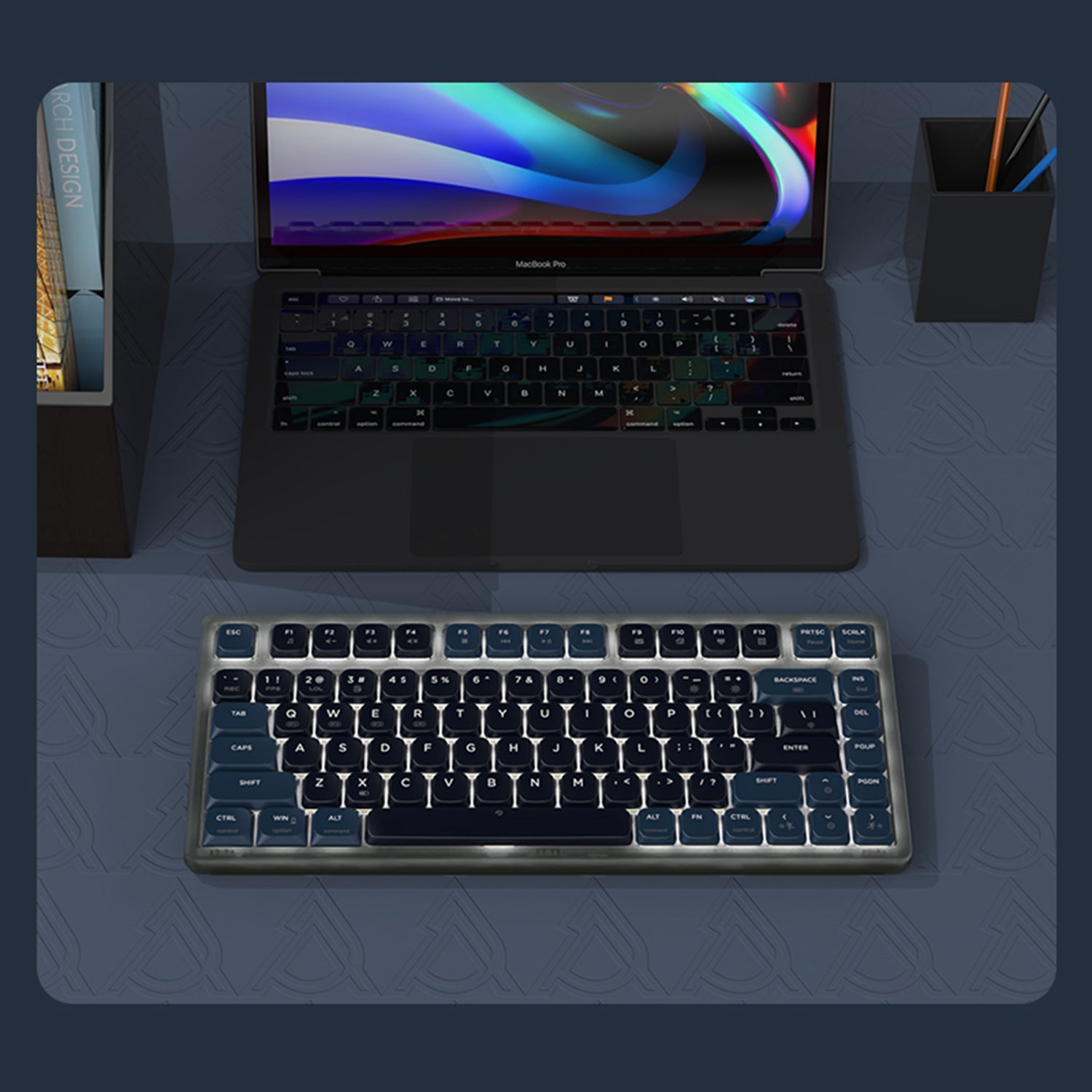 AJAZZ AK832 Mechanical Keyboard with Smart Screen, Ultra-thin Keyboard, 75% Low Profile Wireless Keyboard, Supports Bluetooth 5.1, 2.4G and Wired Connection, K3, Compatible with Windows and Mac OS