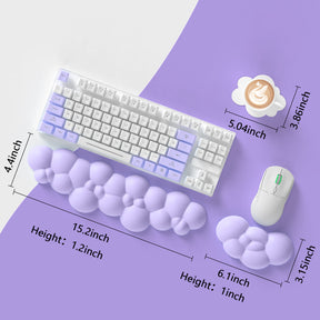 MAMBASNAKE Cloud Keyboard Mouse Wrist Rest with Coaster Set,Ergonomic Palm Rest Combo for for Comfortable Typing/Gaming -3 in 1 Set