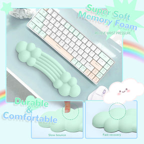 MAMBASNAKE Keyboard Cloud Wrist Rest, Memory Foam, Non-Slip Base for Typing Pain Relief, Ergonomic Wrist Support for Home Office