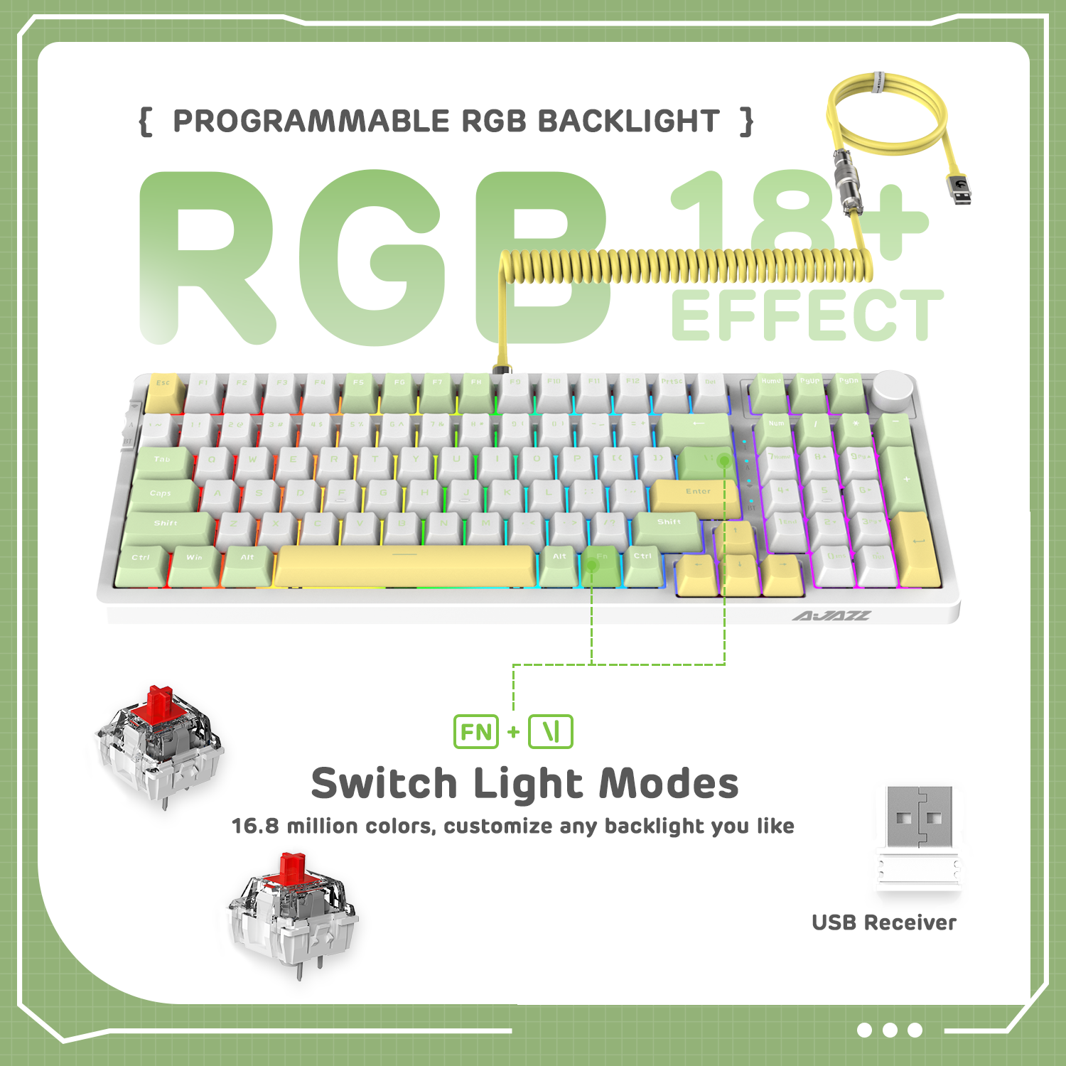 AJAZZ AK992 Hotswap Mechanical Keyboard,LIGHTSYNC RGB,4000mAh Battery,2.4Ghz/BT5.0/Wired, GASKET Mount ,99 Key with Volume Knob,PBT Keycaps for Win/Mac