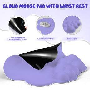 MAMBASNAKE Cloud Mouse Pad with Wrist Rest Support,Ergonomic Mouse Mat,Non-Slip Base for Comfortable and Precise Control