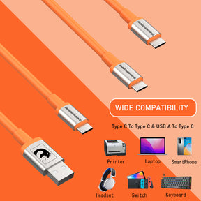 MAMBASNAKE C04 Coiled USB C Cable for Gaming Keyboards, Custom 2 In 1 Charging Cable with 5 Pin Aviator Connector For Phone/Laptop