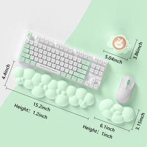 MAMBASNAKE Cloud Keyboard Mouse Wrist Rest with Coaster Set,Ergonomic Palm Rest Combo for for Comfortable Typing/Gaming -3 in 1 Set