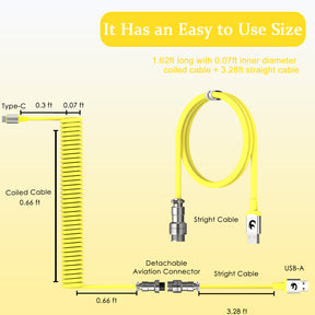 MAMBASNAKE Coiled Gaming Keyboard Cable, Pro Custom USB-C Cable for Mechanical Keyboard, TPU Spring Type-C Cable with Metal Aviation Connector