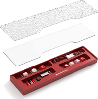 Red aluminum keyboard wrist rest with partition storage case and white top cover
