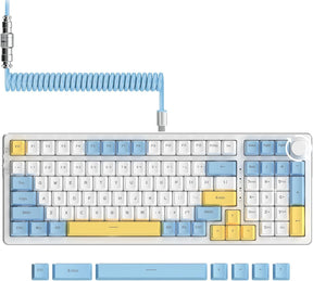 AJAZZ AK992 Hotswap Mechanical Keyboard,LIGHTSYNC RGB,4000mAh Battery,2.4Ghz/BT5.0/Wired, GASKET Mount ,99 Key with Volume Knob,PBT Keycaps for Win/Mac