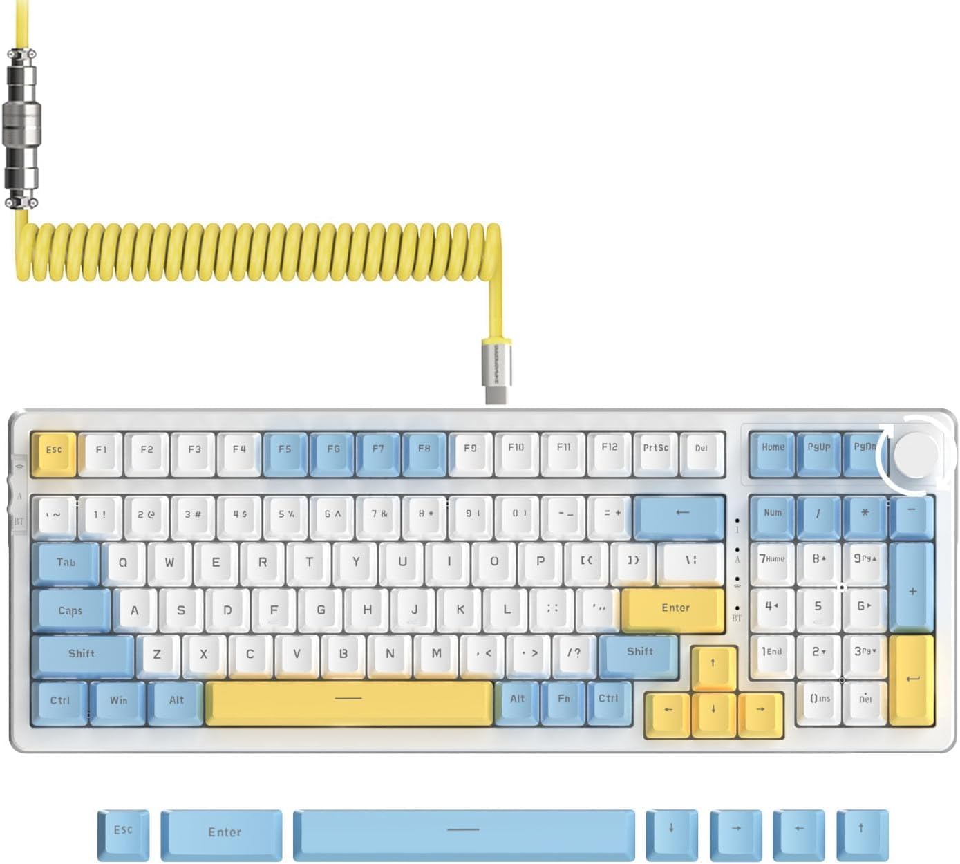 AJAZZ AK992 Hotswap Mechanical Keyboard,LIGHTSYNC RGB,4000mAh Battery,2.4Ghz/BT5.0/Wired, GASKET Mount ,99 Key with Volume Knob,PBT Keycaps for Win/Mac