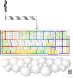 AJAZZ AK992 Hotswap Mechanical Keyboard,LIGHTSYNC RGB,4000mAh Battery,2.4Ghz/BT5.0/Wired, GASKET Mount ,99 Key with Volume Knob,PBT Keycaps for Win/Mac