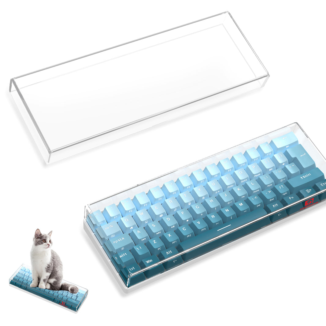 Transparent acrylic 62-key keyboard dust cover for 60% mechanical keyboards