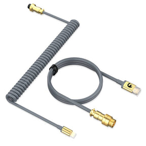 MAMBASNAKE Coiled Gaming Keyboard Cable, Pro Custom USB-C Cable for Mechanical Keyboard, TPU Spring Type-C Cable with Metal Aviation Connector