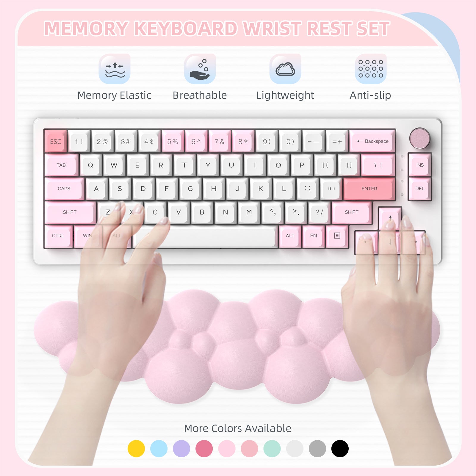 MAMBASNAKE Keyboard Cloud Wrist Rest, Memory Foam, Non-Slip Base for Typing Pain Relief, Ergonomic Wrist Support for Home Office