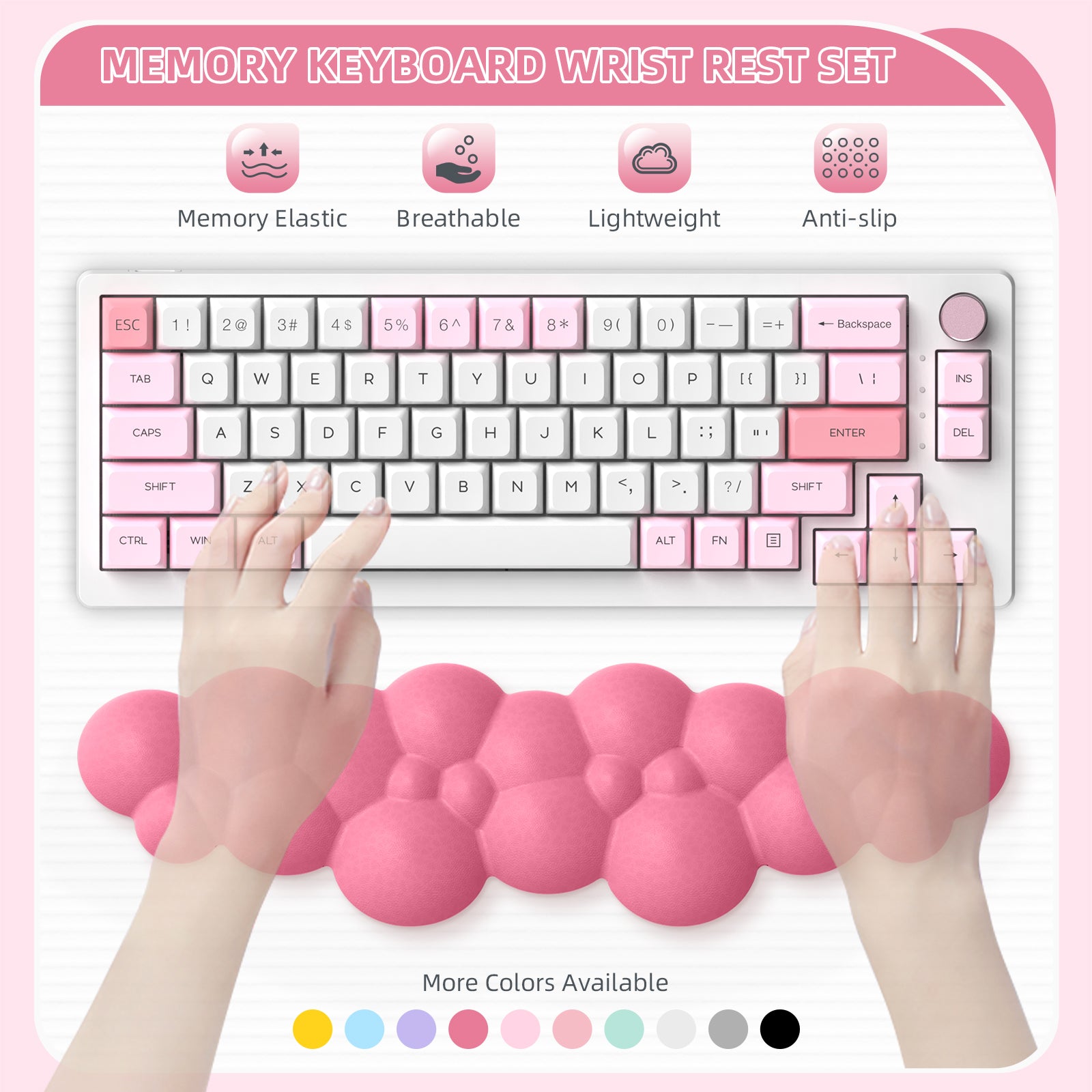 MAMBASNAKE Keyboard Cloud Wrist Rest, Memory Foam, Non-Slip Base for Typing Pain Relief, Ergonomic Wrist Support for Home Office