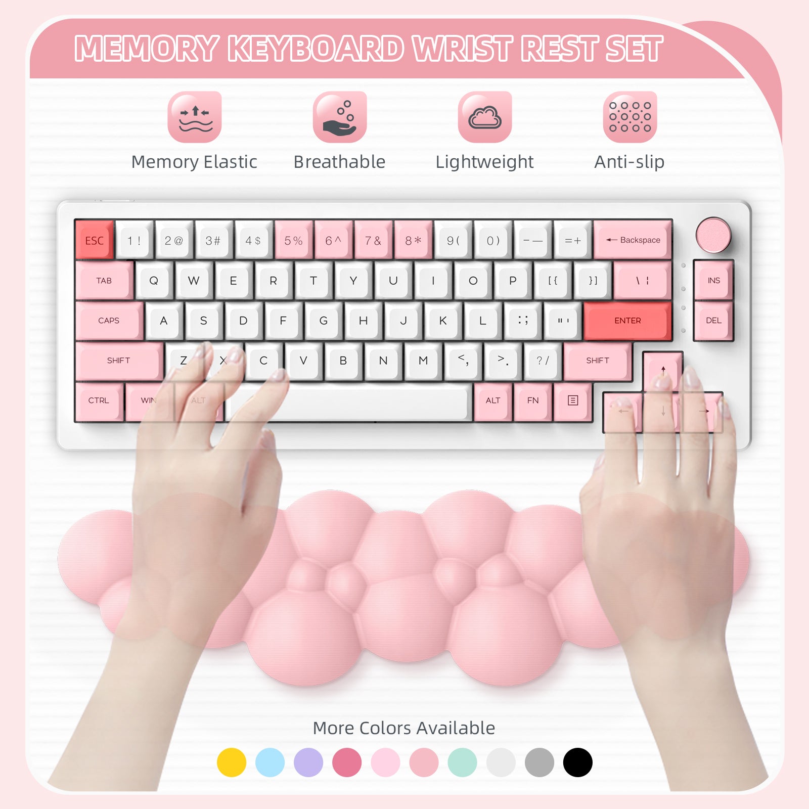 MAMBASNAKE Keyboard Cloud Wrist Rest, Memory Foam, Non-Slip Base for Typing Pain Relief, Ergonomic Wrist Support for Home Office