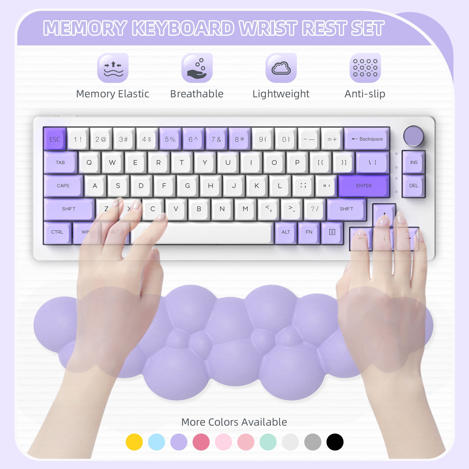 MAMBASNAKE Keyboard Cloud Wrist Rest, Memory Foam, Non-Slip Base for Typing Pain Relief, Ergonomic Wrist Support for Home Office