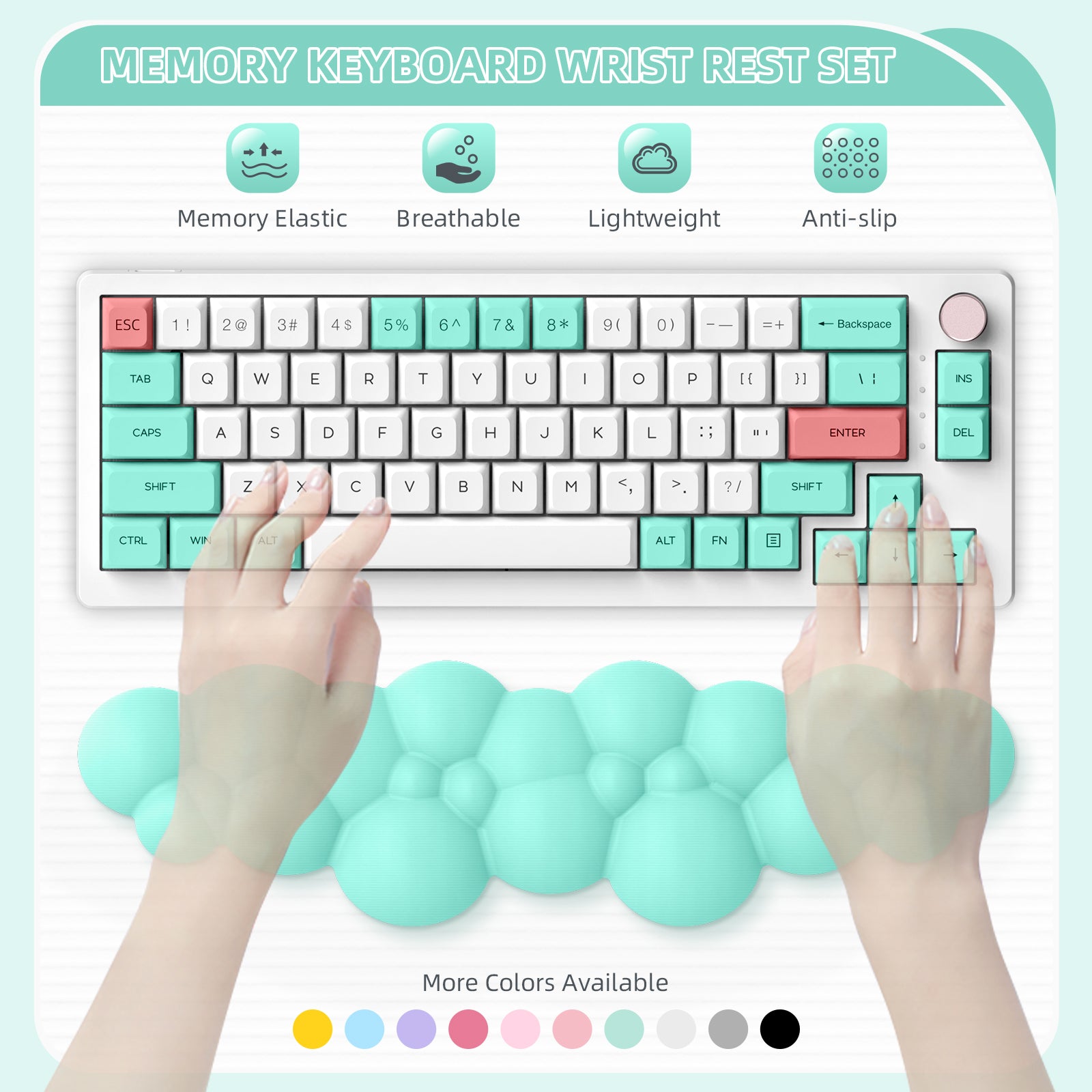 MAMBASNAKE Keyboard Cloud Wrist Rest, Memory Foam, Non-Slip Base for Typing Pain Relief, Ergonomic Wrist Support for Home Office