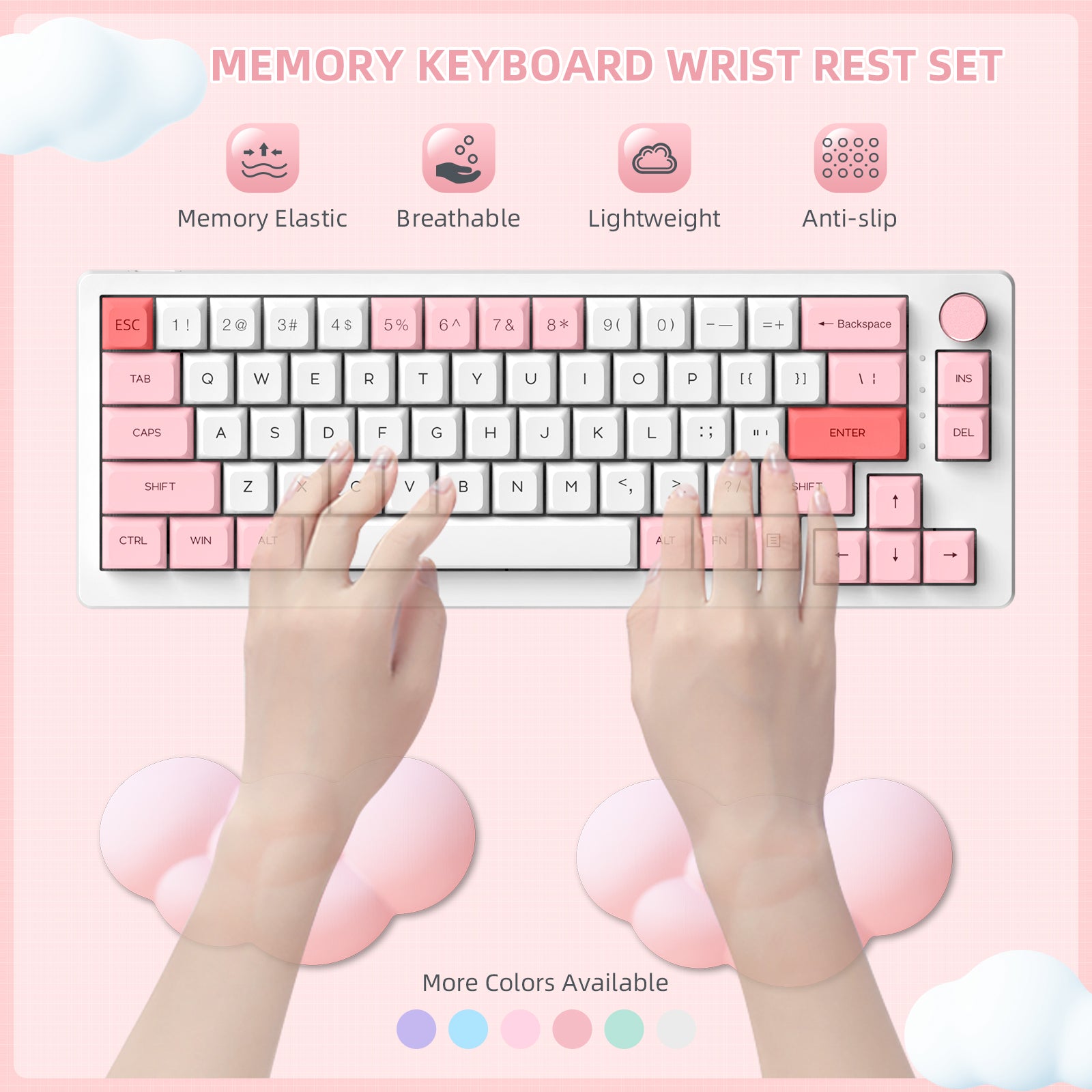 MAMBASNAKE Cloud Wrist Rest for Keyboard and Mouse, 2 in 1 Mouse pad Rests with Coaster, Ergonomic Design for Typing Pain Relief