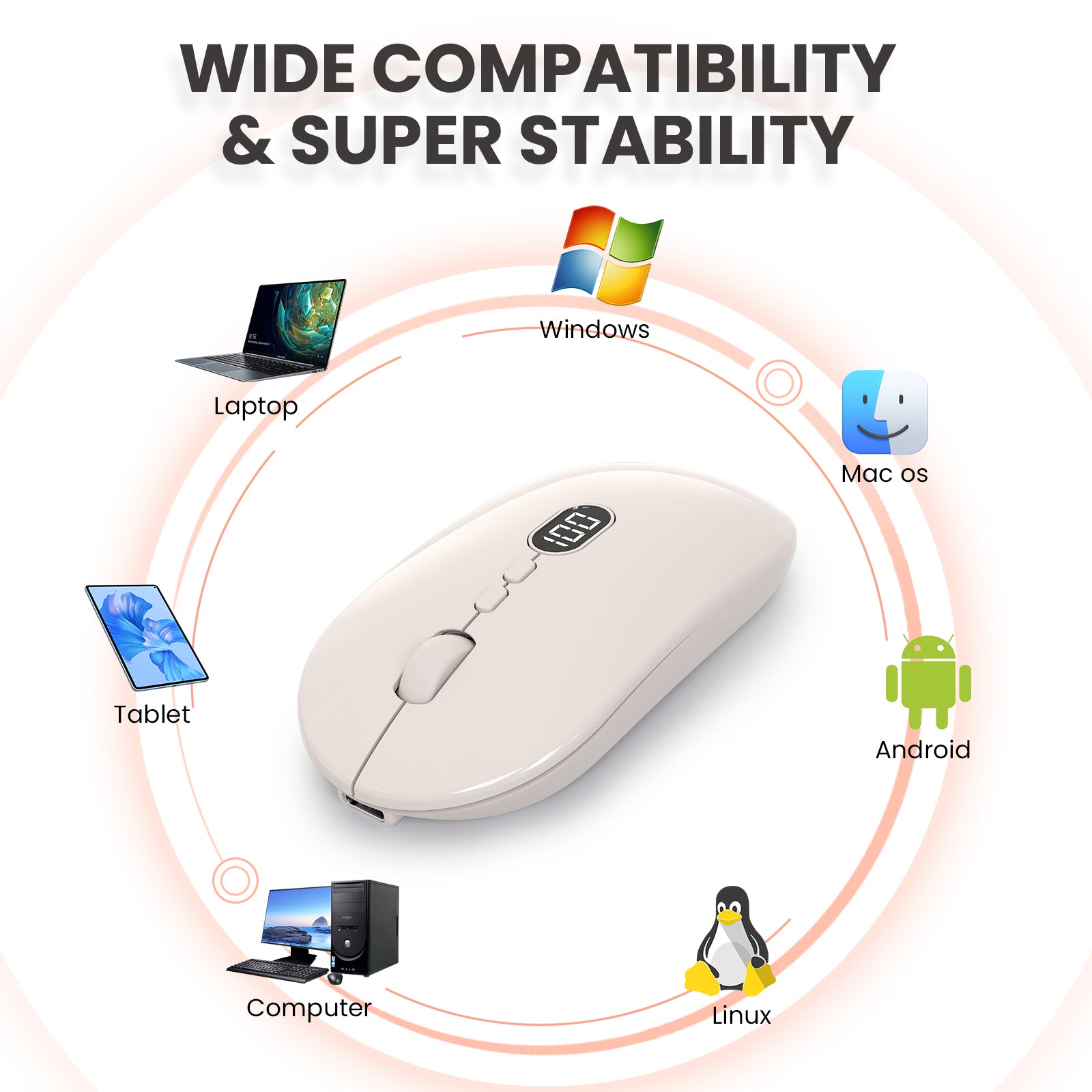 ZIYOU LANG X1 Wireless Lightweight Mouse with Battery Display Screen 2.4G Cordless Slim Mice for Laptop Silent Click Computer Mouse