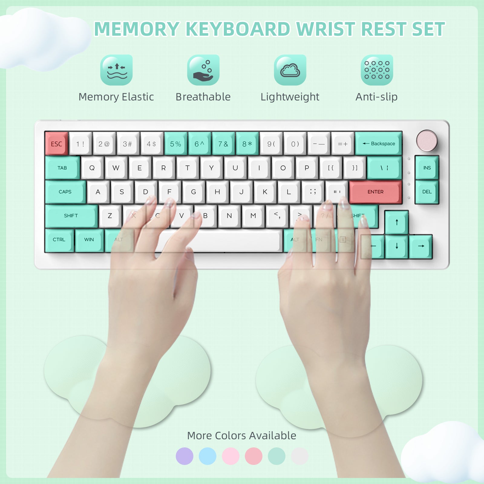 MAMBASNAKE Cloud Wrist Rest for Keyboard and Mouse, 2 in 1 Mouse pad Rests with Coaster, Ergonomic Design for Typing Pain Relief