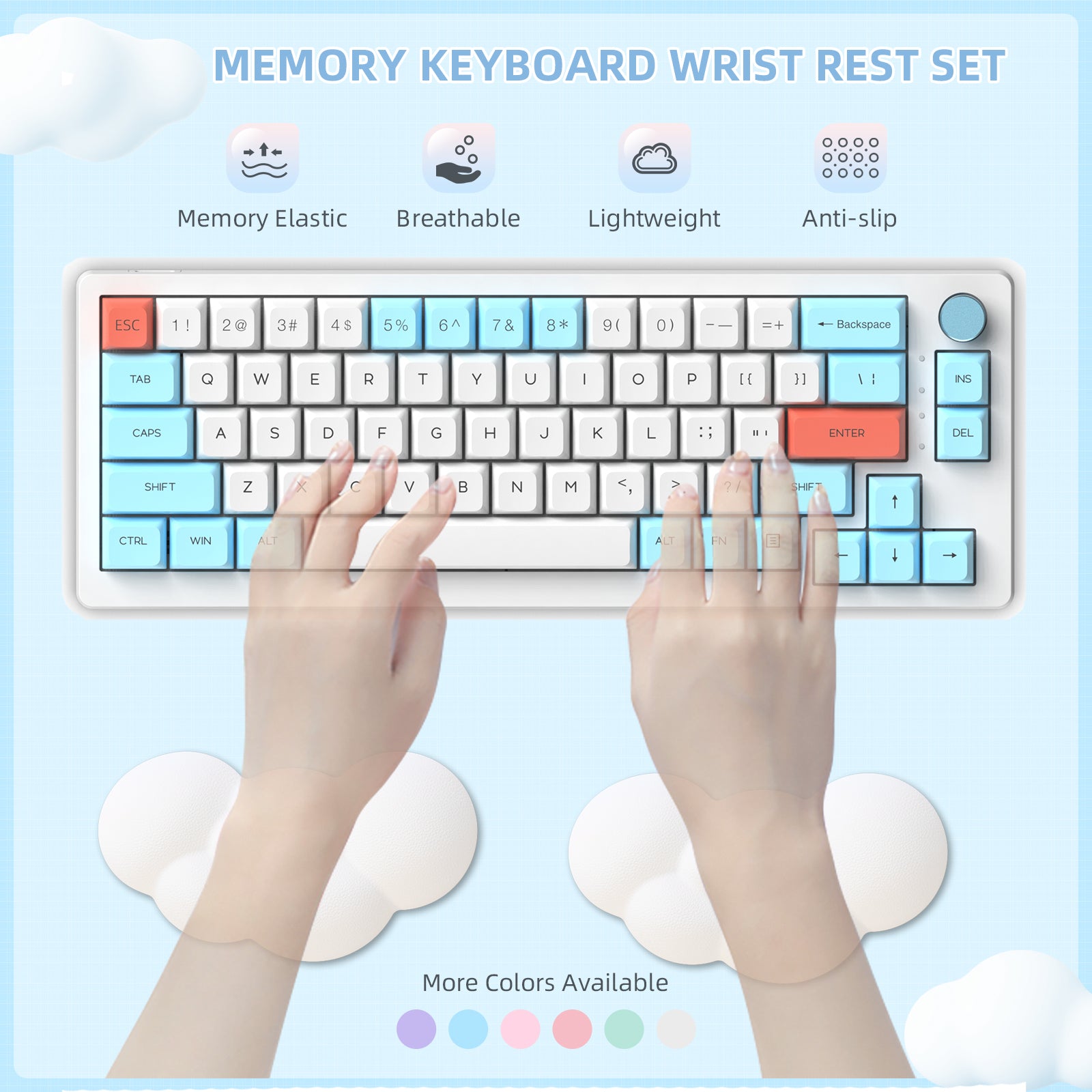 MAMBASNAKE Cloud Wrist Rest for Keyboard and Mouse, 2 in 1 Mouse pad Rests with Coaster, Ergonomic Design for Typing Pain Relief