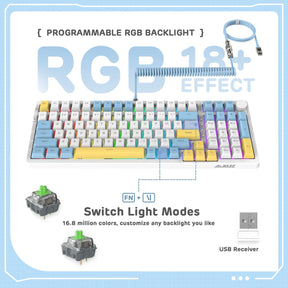 AJAZZ AK992 Hotswap Mechanical Keyboard,LIGHTSYNC RGB,4000mAh Battery,2.4Ghz/BT5.0/Wired, GASKET Mount ,99 Key with Volume Knob,PBT Keycaps for Win/Mac