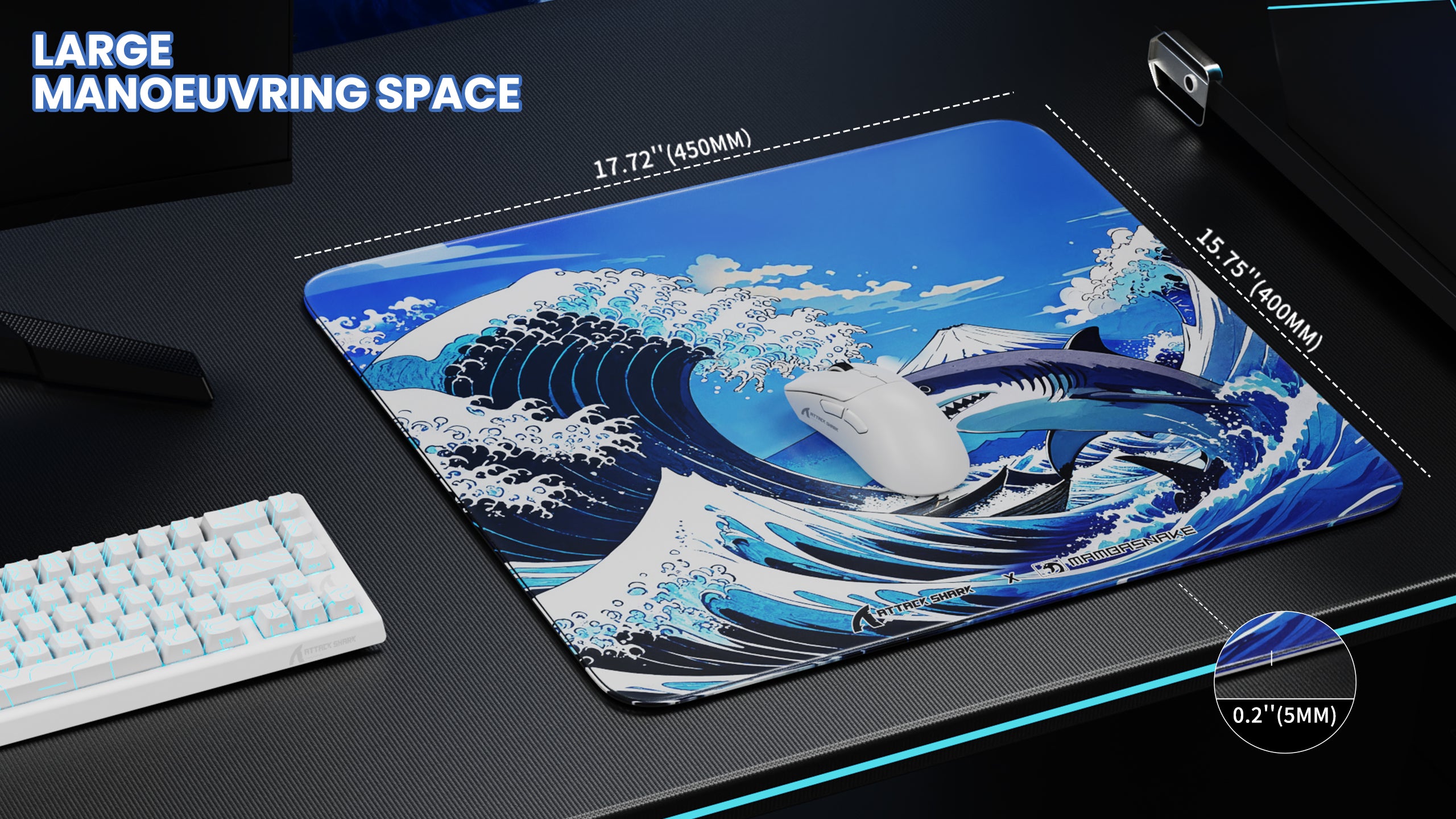 Tappetino per mouse da gioco in vetro temperato MAMBASNAKE CM05