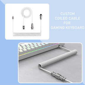 MAMBASNAKE C04 Coiled USB C Cable for Gaming Keyboards, Custom 2 In 1 Charging Cable with 5 Pin Aviator Connector For Phone/Laptop