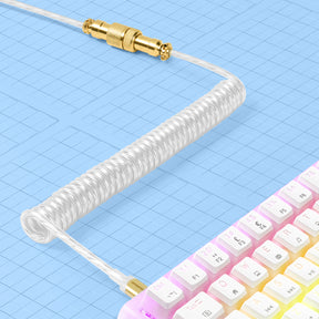 MAMBASNAKE Coiled Gaming Keyboard Cable, Pro Custom USB-C Cable for Mechanical Keyboard, TPU Spring Type-C Cable with Metal Aviation Connector