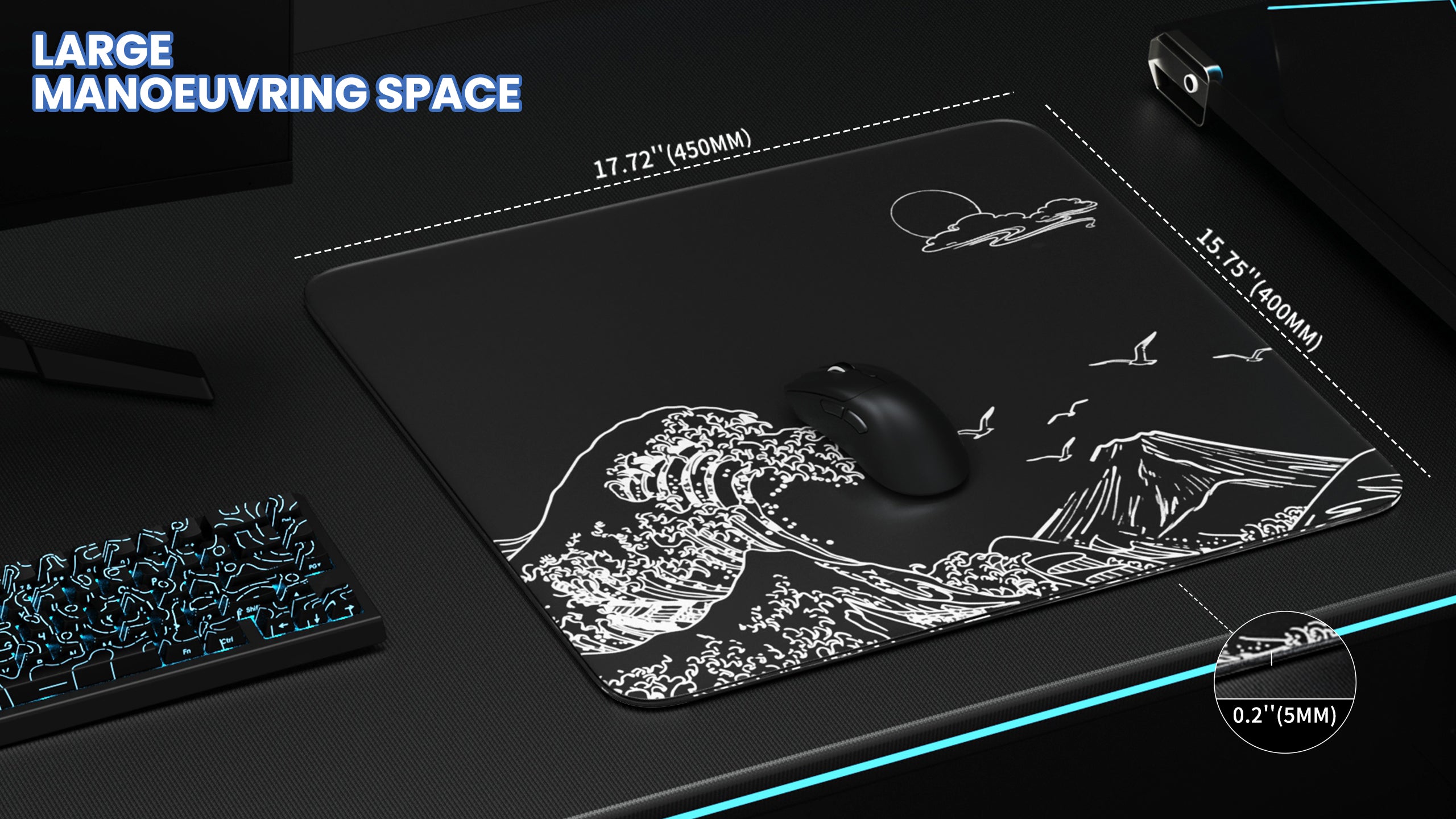 MAMBASNAKE CM05/CM05SE Tempered Glass Gaming Mouse Pad