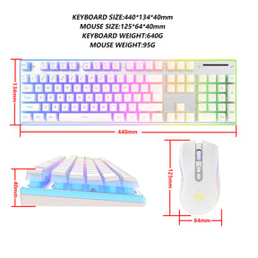 HXSJ L96 Wireless Keyboard Mouse Combo, 3000mAh Rechargeable RGB Full Size Keyboard with Pudding Keycaps +4800DPI Optical Mice, Mechanical Feel Keyboard and Mouse Set for PC Gamer