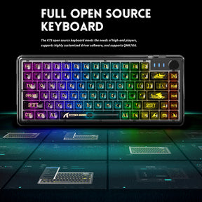 ATTACK SHARK K75 Mechanical Keyboard, Transparent PC Keycaps, Custom RGB Gaming Keyboard, Gasket QMK/VIA Keyboard, Linear Switch, Coiled Cable, TKL Hot Swappable Wired Keyboard for PC Gamer