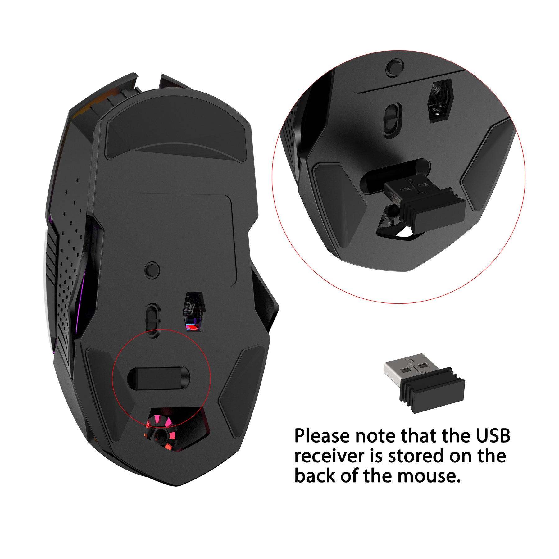 ZIYOU LANG X18 Wireless Gaming Mouse 2.4G, Rechargable-XG502, 600mAh Ultra-Long Life, 7 RGB Light, 2400 DPI, Intelligent Power Saving, Silent Click, USB Receiver, Optical, for PC/Mac/PS4/XBOX (Black)