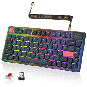 AJAZZ AK832 Mechanical Keyboard with Smart Screen, Ultra-thin Keyboard, 75% Low Profile Wireless Keyboard, Supports Bluetooth 5.1, 2.4G and Wired Connection, K3, Compatible with Windows and Mac OS